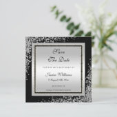 Glitzy Silver Confetti Corners Birthday Save The Date (Staand voorkant)