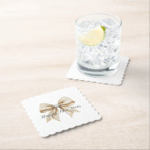 Glitzy Silver Cream Bow New Year's Eve Kartonnen Onderzetters (Insitu)