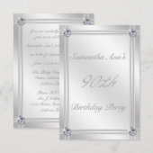 Glitzy Silver en Diamonds kijken naar 90e verjaard Kaart (Voorkant / Achterkant)