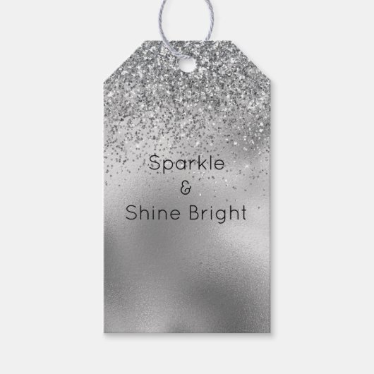 Glitzy Silver Glam Sparkle Cadeaulabel (Voorkant)