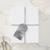 Glitzy Silver Glam Sparkle Cadeaulabel (Met Touw)