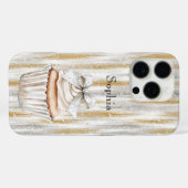 Glitzy Silver Gold Stripes White Cupcake Bow Case-Mate iPhone Case (Achterkant (horizontaal))