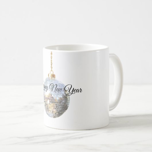Glitzy Silver New Year Ball Koffiemok (Voorkant rechts)