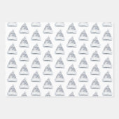 Glitzy Silver Santa Hats Bows Ornaments Christmas Inpakpapier Vel (Voorkant)