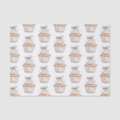 Glitzy Silver White Cupcakes Bow Birthday Tissuepapier (Voorkant)