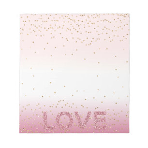 Glitzy Sparkle Confetti Roze Glitter Love Notitieblok