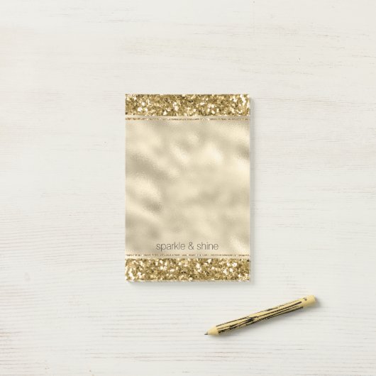 Glitzy Sparkle Gold Glitter       Post-it® Notes (Op bureau)