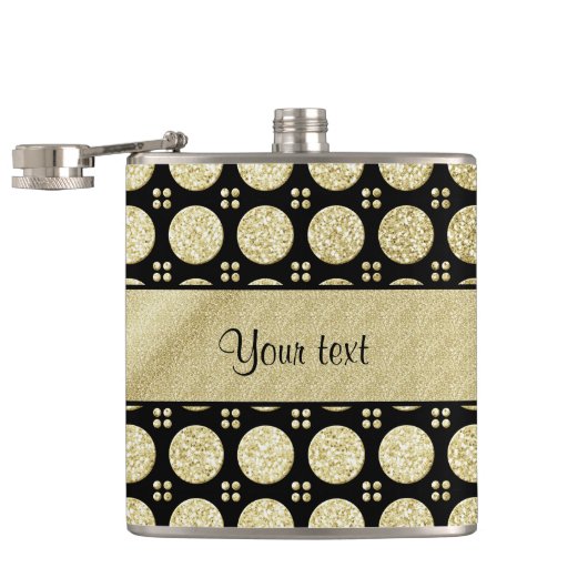 Glitzy Sparkly Faux Gold Glitter Buttonnen Heupfles (Geopend)