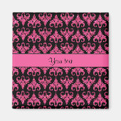 Glitzy Sparkly Hot Pink Glitter Damask Magneet (Voorkant)
