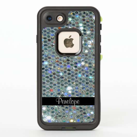 Glitzy Sparkly Silver Glitter Bling Jouw naam toev (Achterkant)