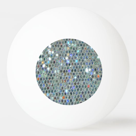 Glitzy Sparkly Silver Glitter Bling Pingpongballen (Voorkant)