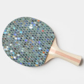 Glitzy Sparkly Silver Glitter Bling Tafeltennisbatje (Zijkant)