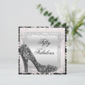 Glitzy Stiletto's, Diamonds & Damask Fabulous 50 Kaart (Staand voorkant)