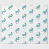 Glitzy White Aqua Sparkle Unicorn Cadeaupapier (Vlak)