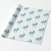 Glitzy White Aqua Sparkle Unicorn Cadeaupapier (Uitgerold)