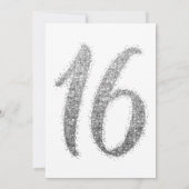 Glitzy White Silver Scattered Glitter Sweet 16 Kaart (Achterkant)