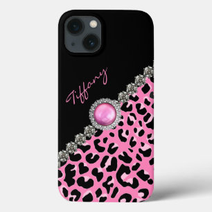 Glitzzy Pink Jaguar Print Samsung Note 4 Hoesje
