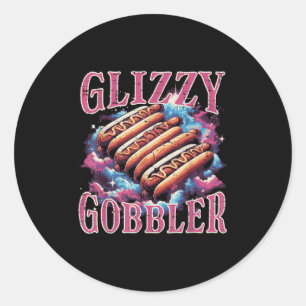 Glizzy Gobbler Hotdogs Funny Meme Food Mannen Vrou Ronde Sticker