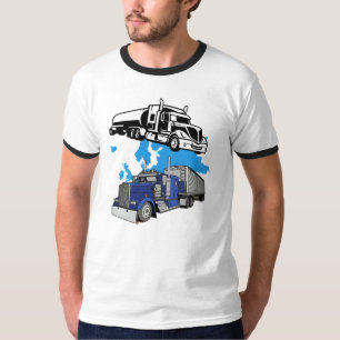Globaal Transport Tankwagen en Blauwe Vrachtwagen T-shirt