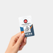 Global Blue Curvating Waves Press Photo Template Badge (Handheld)