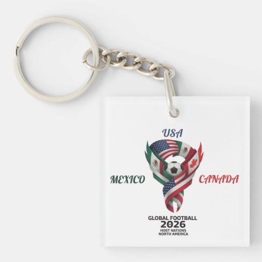 Global Football 2026 Keychain| Mexico USA Canada Sleutelhanger (voorkant)