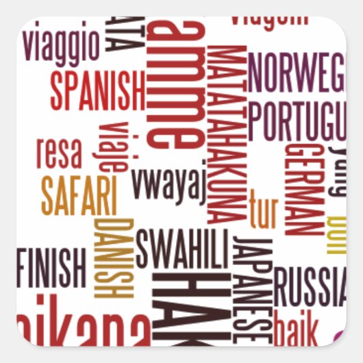 Global Groove: Hakuna Matata in elke taal Vierkante Sticker (Voorkant)