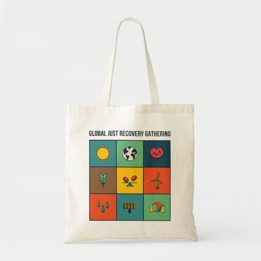 Global Just Recovery Gathering-symbolen voor Canva Tote Bag (Voorkant)