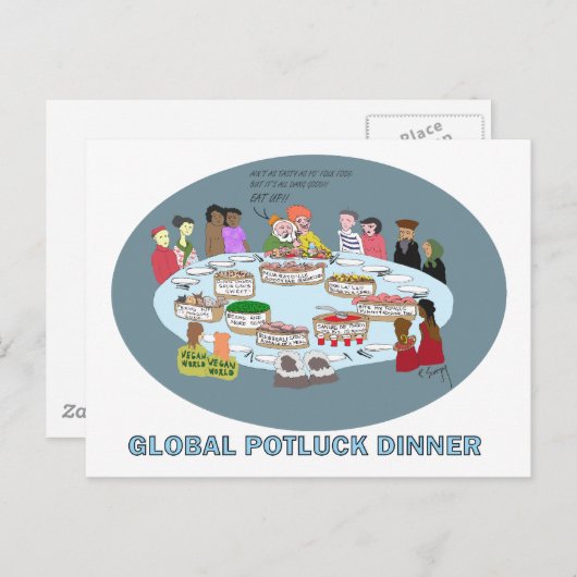 GLOBAL POTLUCK DINNER BRIEFKAART (Voorkant / Achterkant)