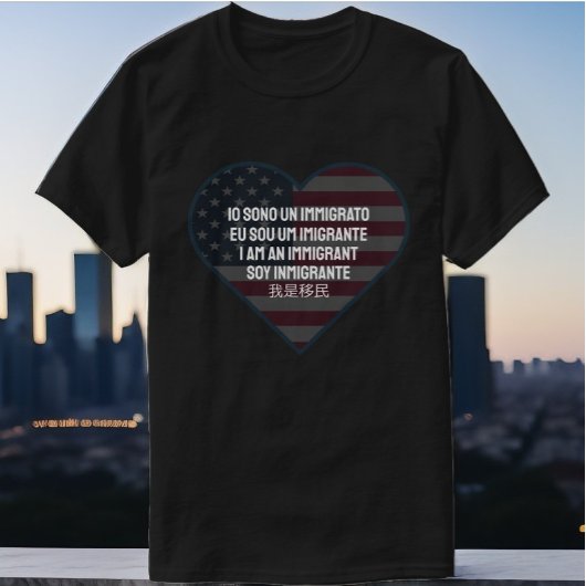Global Tapestry: I am an immigrant with heart flag T-shirt