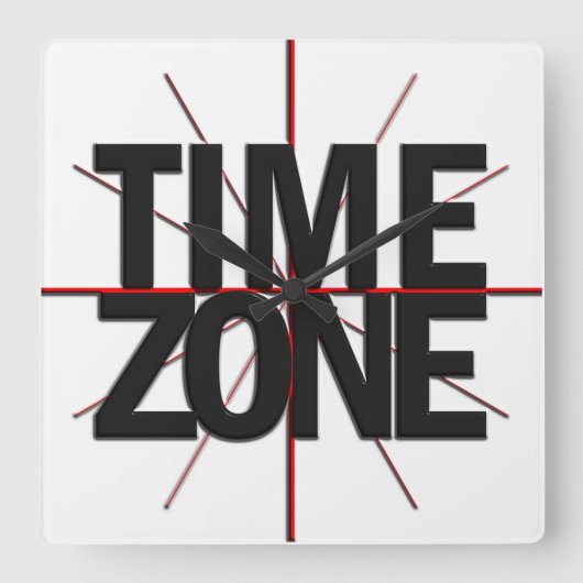 Global TImezone Wall Clock Vierkante Klok (Voorkant)
