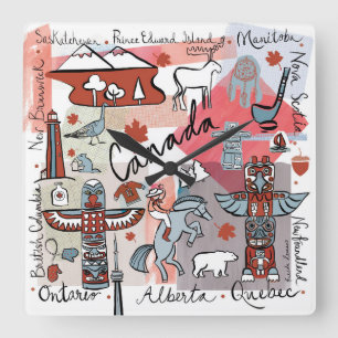 Global Travel - Canada Vierkante Klok