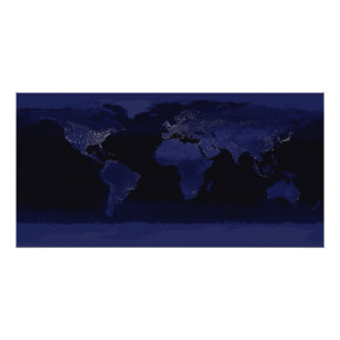 Global Uitzicht of Earth's City Lights Foto Afdruk