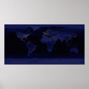 Global Uitzicht of Earth's City Lights Poster