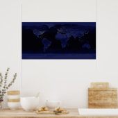 Global Uitzicht of Earth's City Lights Poster (Keuken)