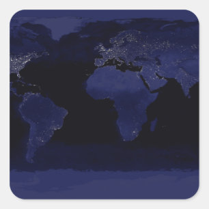Global Uitzicht of Earth's City Lights Vierkante Sticker