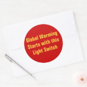 Global Warming begint met deze lichtschakelaar Ronde Sticker (Envelop)