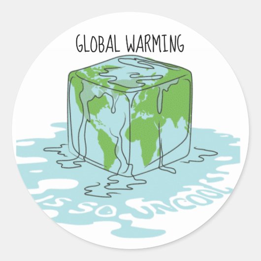 Global Warming is zo oncool Ronde Sticker (Voorkant)