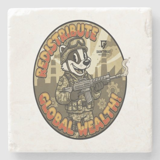 Global Wealth Badger Stone Coaster Stenen Onderzetter (Voorkant)