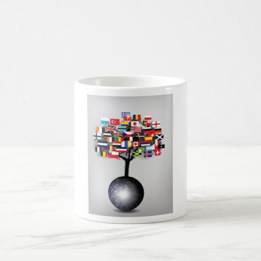 Globe de la Terre avec des drapeaux d'arbre Mug (Centre)