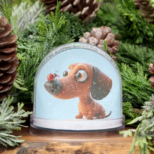 GLOBE DE NEIGE DE LA DACHSHUND ANIMÉE (Hiver)