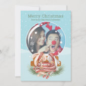 Globe De Neige De Noël Et Couple De Lapin Carte ph (Devant)