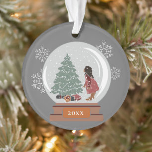 Globe de neige de Noël Fille avec arbre de Noël