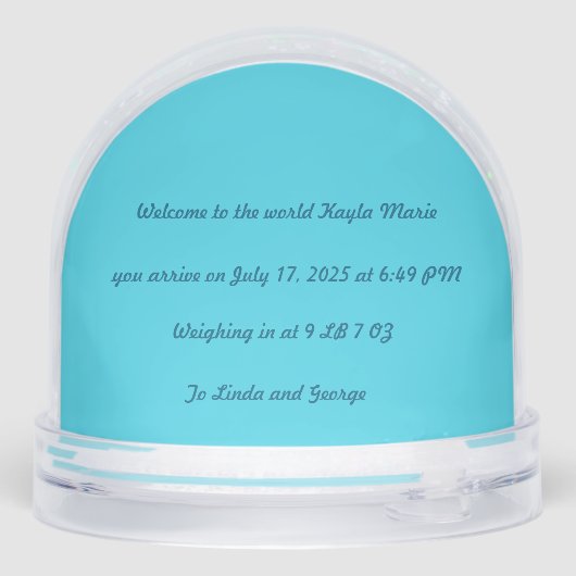 Globe de neige faire-part de naissance (Arrière)