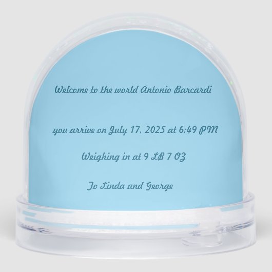 Globe de neige faire-part de naissance (Arrière)