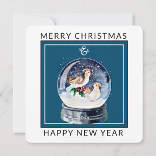 Globe des neiges avec oiseaux   Carte de Noël