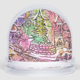 Globe des neiges DESSINÉ À LA MAIN SCÈNE DE NOËL