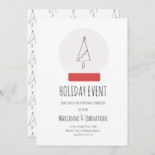 Globe des neiges Noël fête arbre simple Invitation