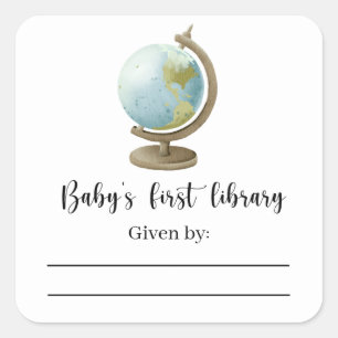 Globe - Étiquette de livre pour Baby Shower, livre