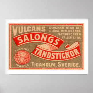 Globe Lucifer Zweden Vintage Luciferdoosje Label Poster