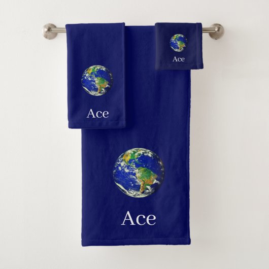 Globe terrestre & Texte sur fond bleu marine (En situation)